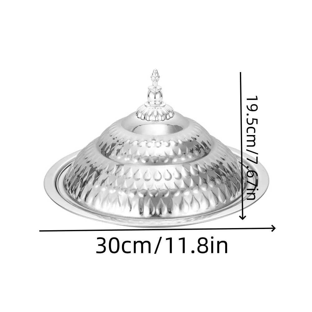 Edelstahl Servierplatte mit Deckel - Retro Europäischer Stil Obstplatte Rund