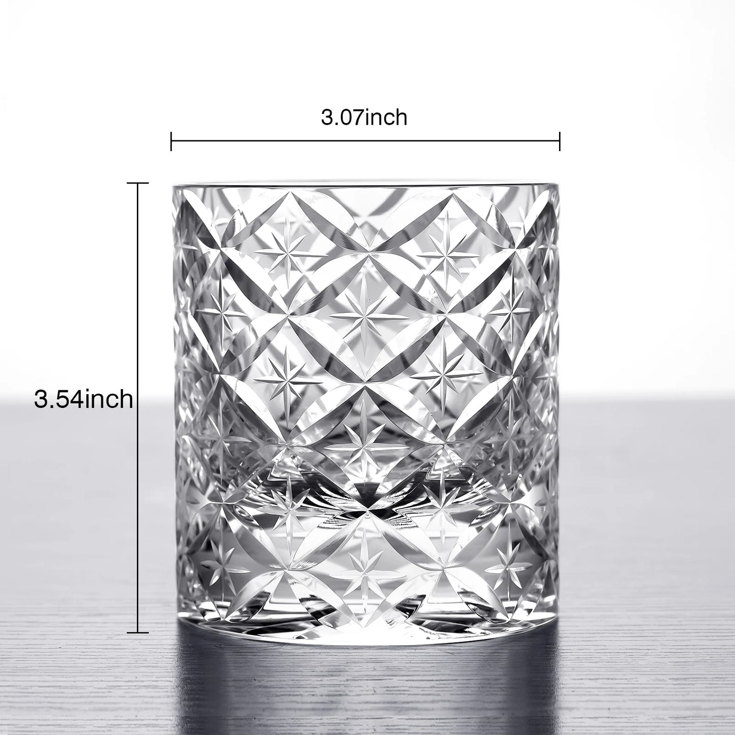 Handgeschliffenes Kristallglas mit Holzuntersetzern - Geschenkbox Tumbler