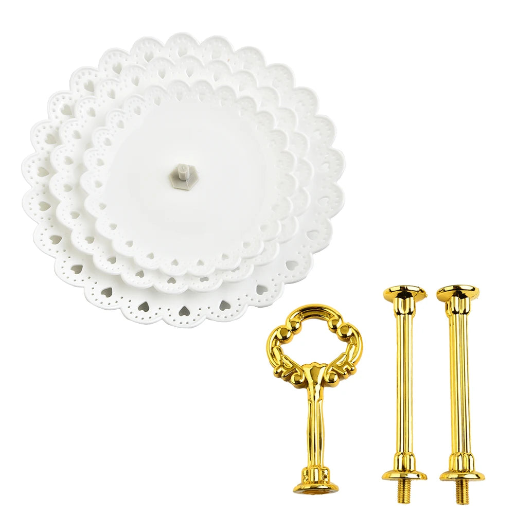 3-stöckige Kuchenetagere - Afternoon Tea Hochzeit Party Blütenform Obstschale