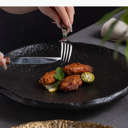 Gemusterter Keramikteller - Steak Pasta Sushi Teller Dessert Dim Sum Geschirr