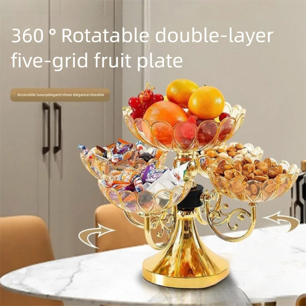 Drehbare Etagere 5-stöckig PET - Luxus Obstschale Snack Dessert Ständer