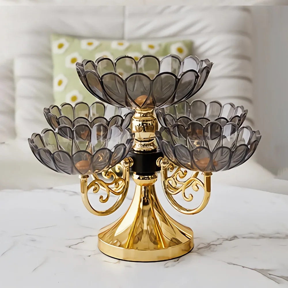 Drehbare Etagere 5-stöckig PET - Luxus Obstschale Snack Dessert Ständer