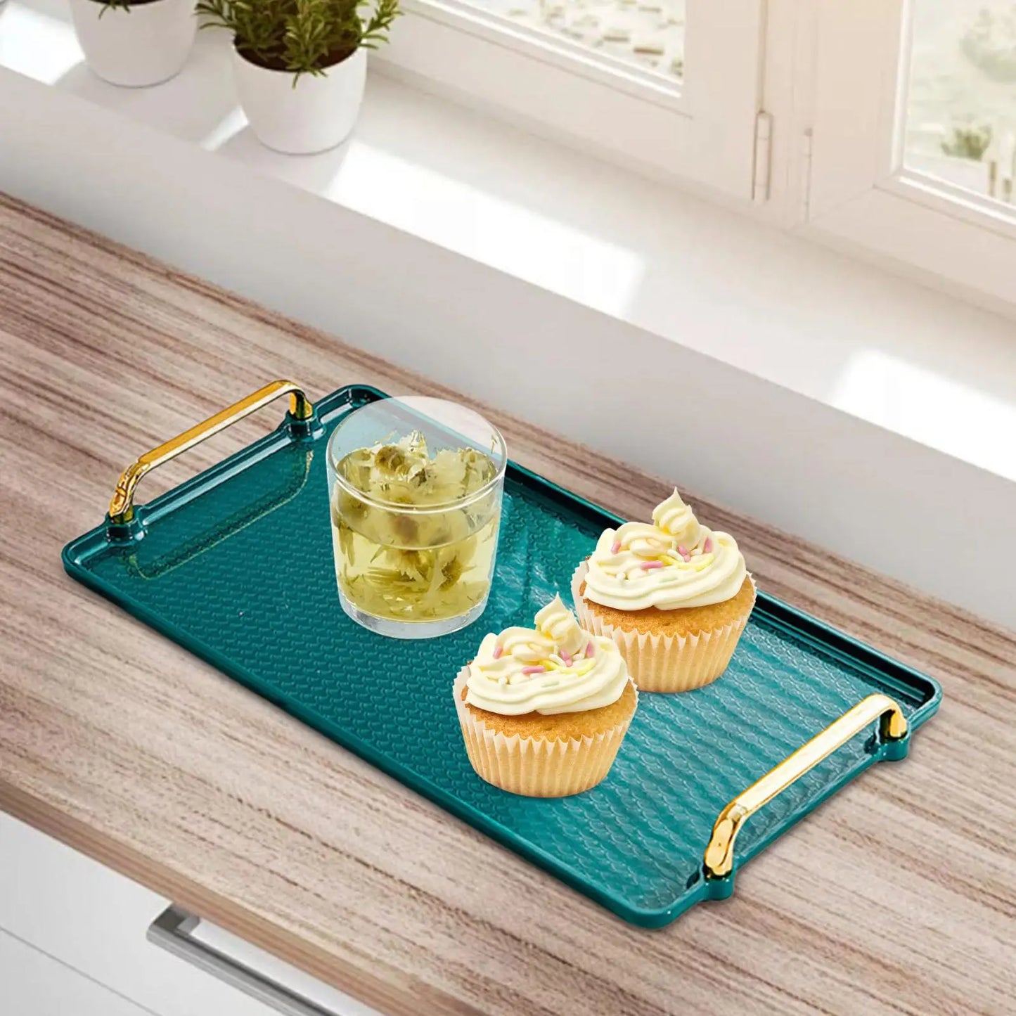 Serviertablett mit Griff - Vanity Tray Organizer für Party Bad Wohnzimmer