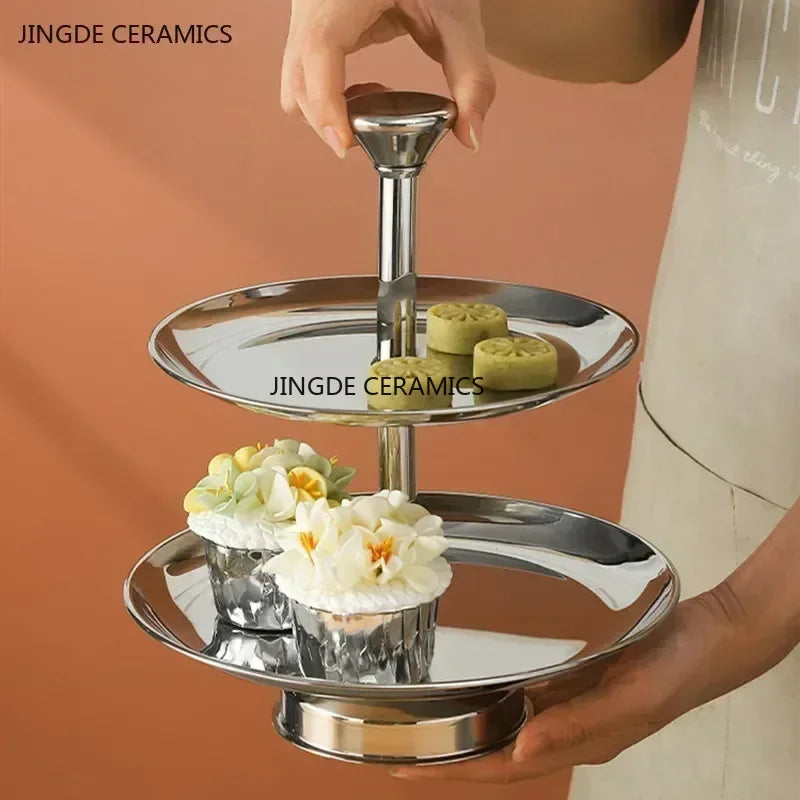 Edelstahl Etagere 3-stöckig Herzform - Afternoon Tea Dessert Kuchenständer