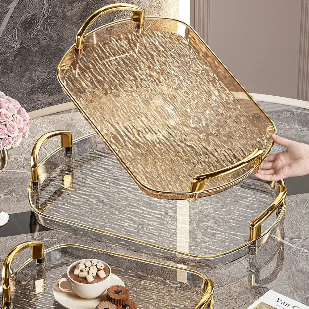 Transparentes Kunststoff Serviertablett mit Griffen - Vielseitig für Essen Tee