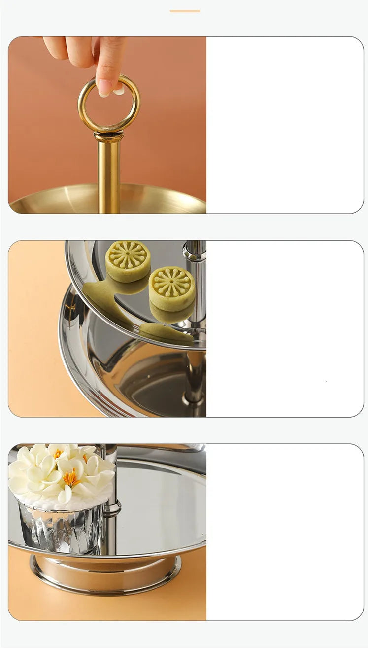 Edelstahl Etagere 3-stöckig Herzform - Afternoon Tea Dessert Kuchenständer