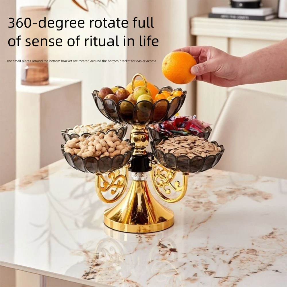 Drehbare Etagere 5-stöckig PET - Luxus Obstschale Snack Dessert Ständer