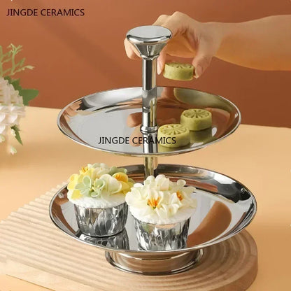 Edelstahl Etagere 3-stöckig Herzform - Afternoon Tea Dessert Kuchenständer