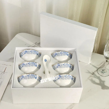 Western Cuisine Geschirr Set Blau - Elegante Tasse Teller Schüssel Löffel