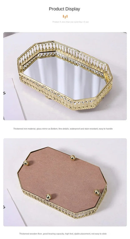 Luxus Spiegel Metall Tablett - Café Restaurant Aufbewahrung Dekoration