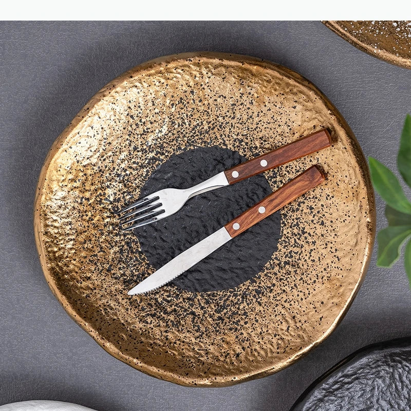 Gemusterter Keramikteller - Steak Pasta Sushi Teller Dessert Dim Sum Geschirr