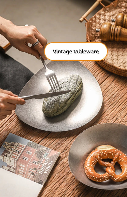 Edelstahl Teller 304 - Vintage Dessert Sushi Restaurant Dinner Geschirr