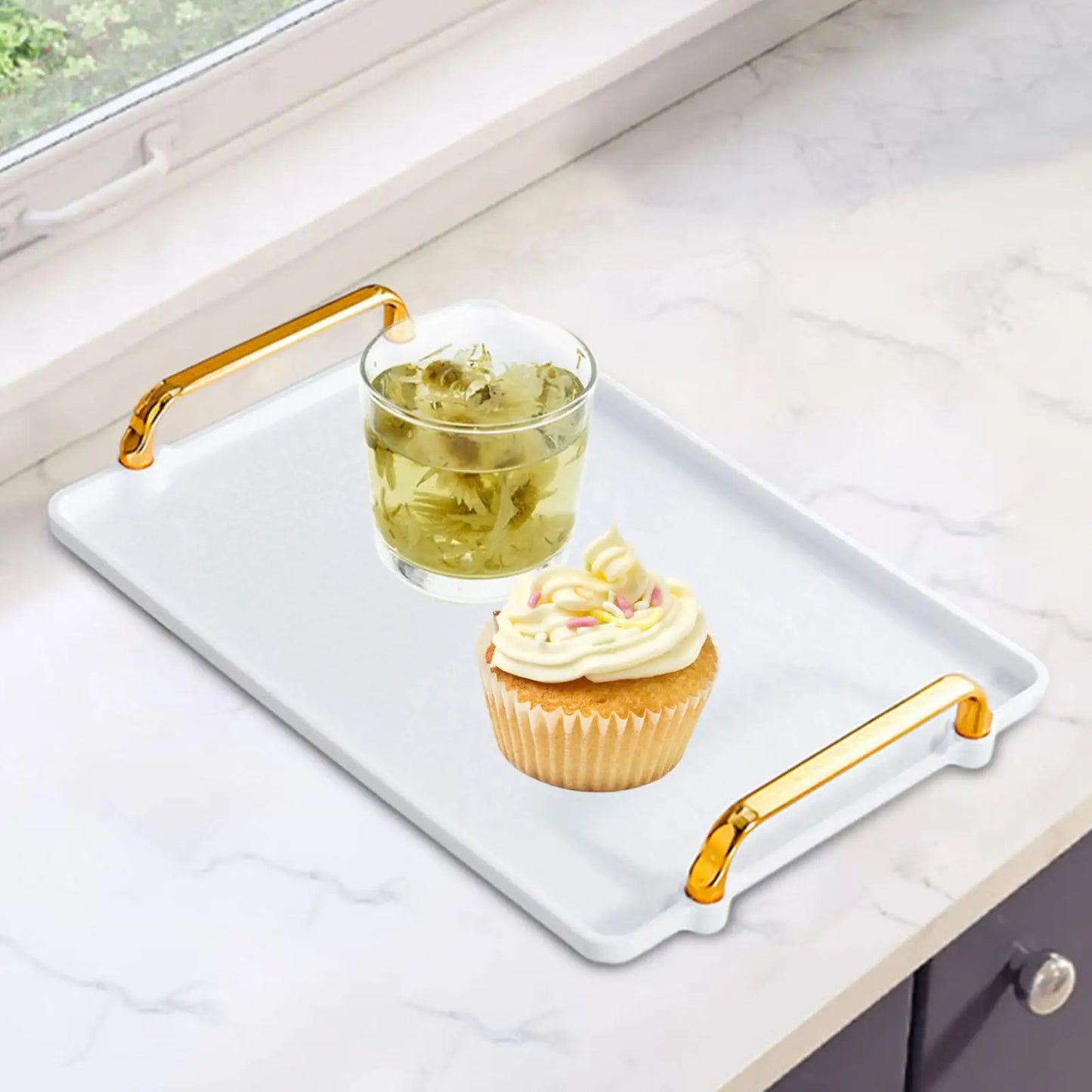 Serviertablett mit Griff - Vanity Tray Organizer für Party Bad Wohnzimmer