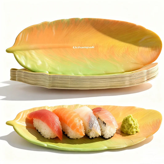 Bananenblatt Pappteller - Tropisches Design Einwegteller Wasserfest