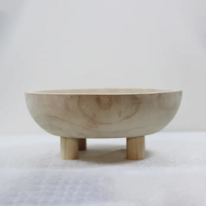 Paulownia Holzteller Wabi-Sabi - Dekorative Obstschale Massivholz