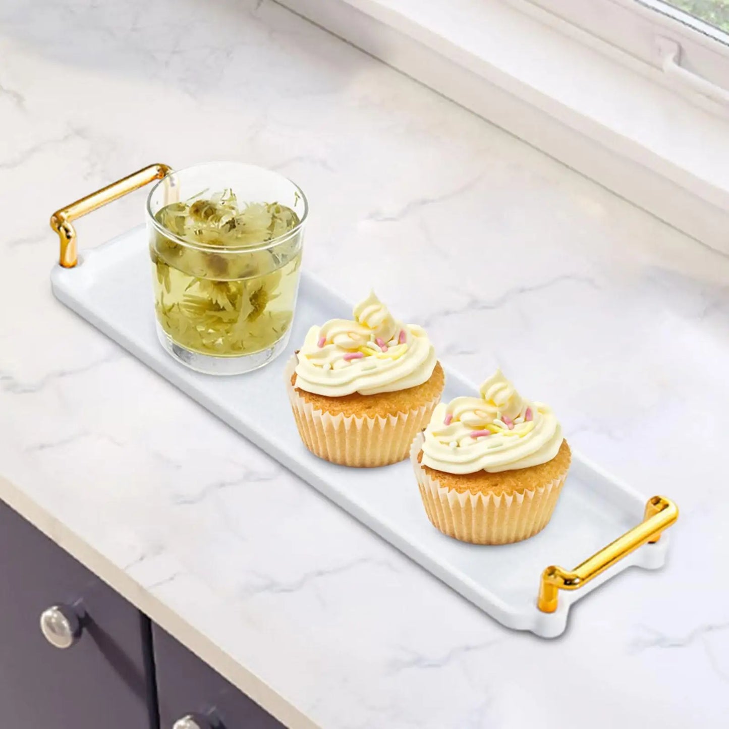 Serviertablett mit Griff - Vanity Tray Organizer für Party Bad Wohnzimmer