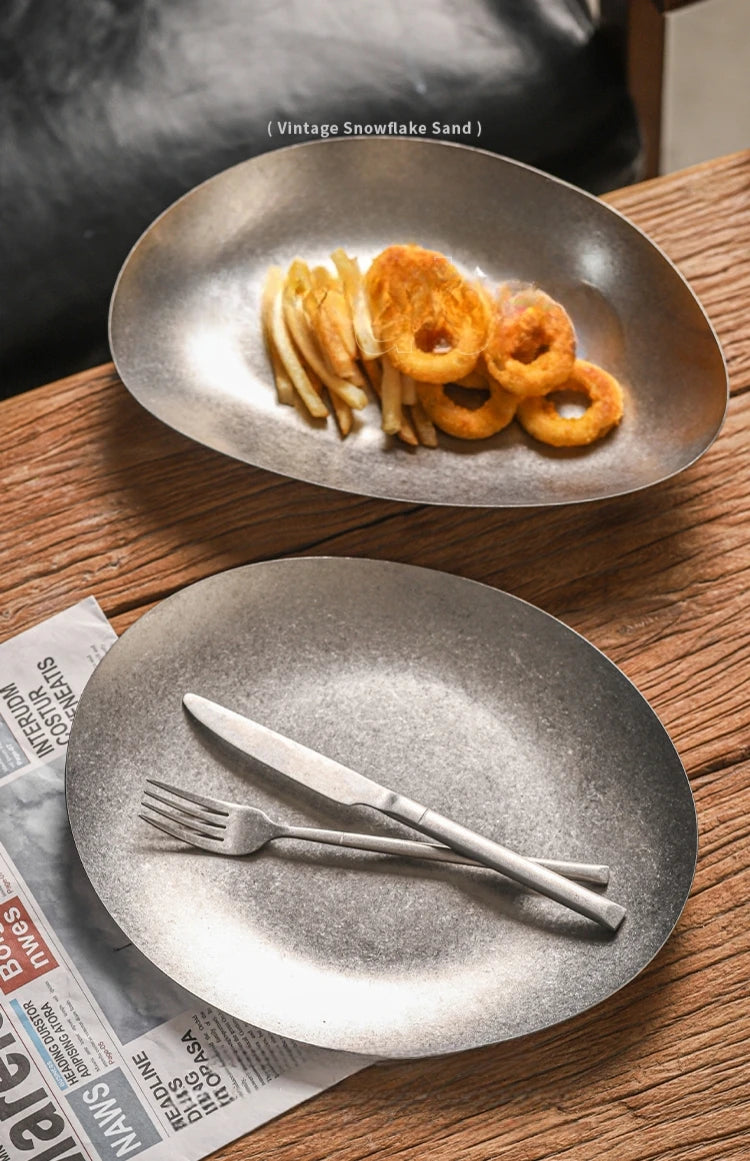 Edelstahl Teller 304 - Vintage Dessert Sushi Restaurant Dinner Geschirr