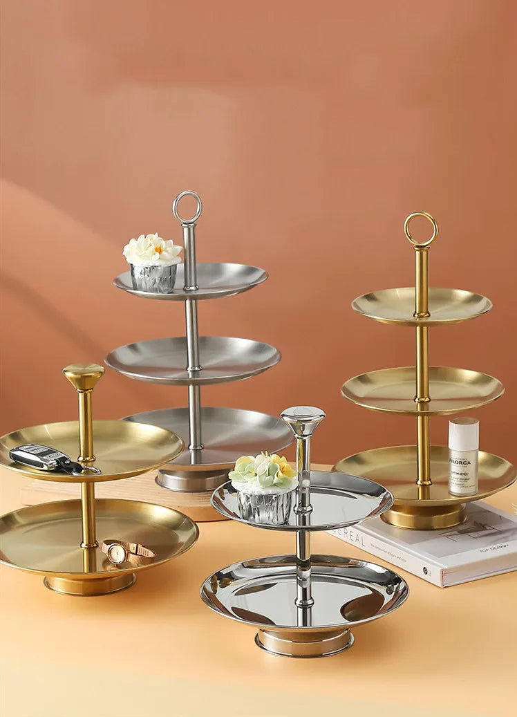 Edelstahl Etagere 3-stöckig Herzform - Afternoon Tea Dessert Kuchenständer