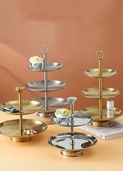 Edelstahl Etagere 3-stöckig Herzform - Afternoon Tea Dessert Kuchenständer