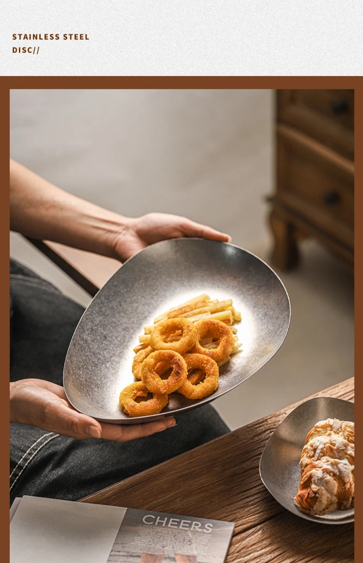 Edelstahl Teller 304 - Vintage Dessert Sushi Restaurant Dinner Geschirr