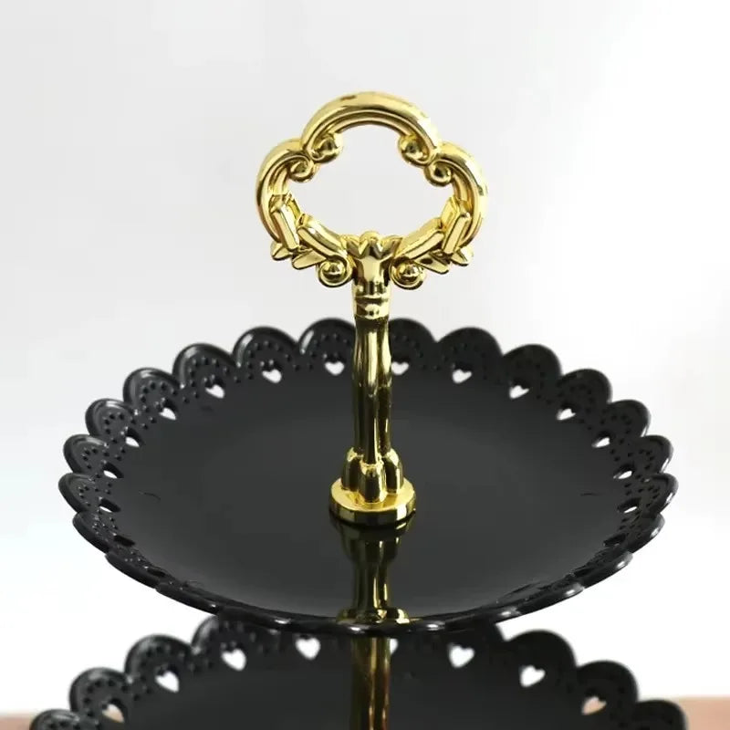 3-stöckige Kuchenetagere - Afternoon Tea Hochzeit Party Blütenform Obstschale