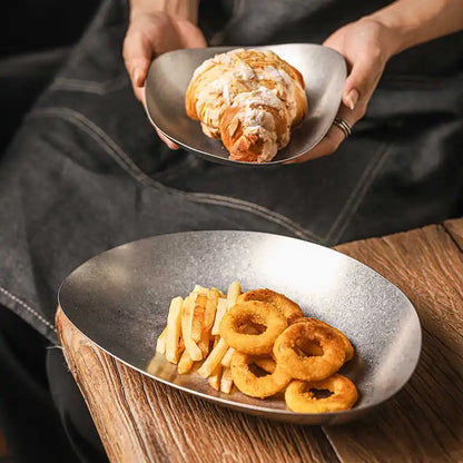 Edelstahl Teller 304 - Vintage Dessert Sushi Restaurant Dinner Geschirr