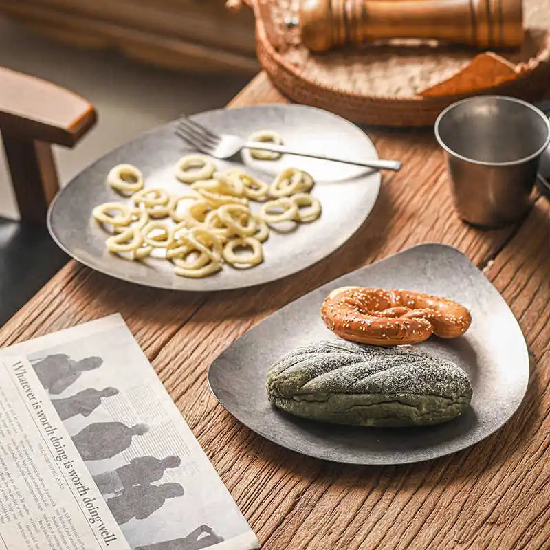 Edelstahl Teller 304 - Vintage Dessert Sushi Restaurant Dinner Geschirr