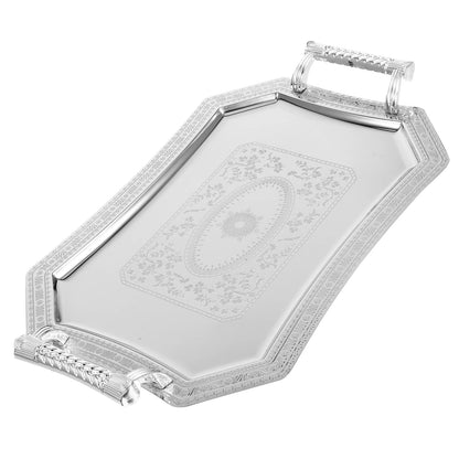 Vintage Metall Serviertablett mit Griffen - Silber Platte Dessert Obst