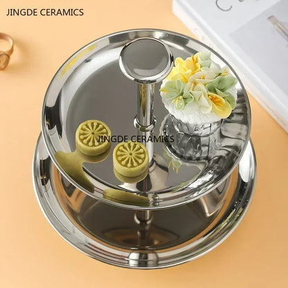 Edelstahl Etagere 3-stöckig Herzform - Afternoon Tea Dessert Kuchenständer