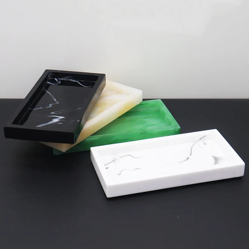 Marmor Harz Aufbewahrungstablett Rechteckig - Bad Schmuck Küche Organizer