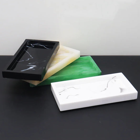 Marmor Harz Aufbewahrungstablett Rechteckig - Bad Schmuck Küche Organizer