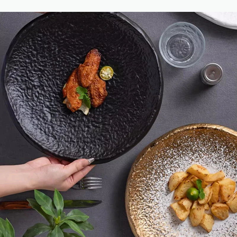 Gemusterter Keramikteller - Steak Pasta Sushi Teller Dessert Dim Sum Geschirr