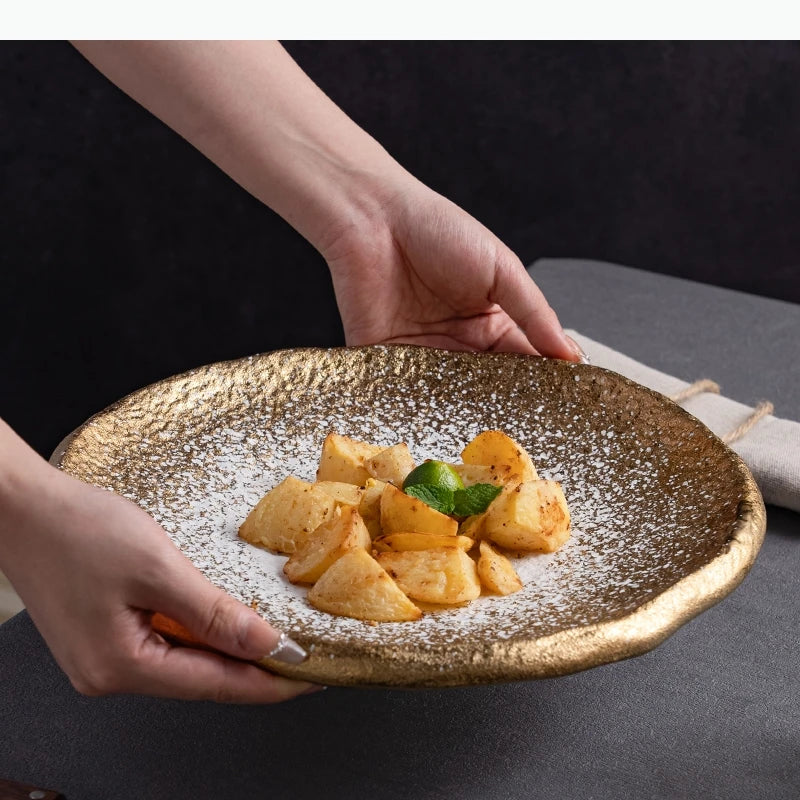 Gemusterter Keramikteller - Steak Pasta Sushi Teller Dessert Dim Sum Geschirr