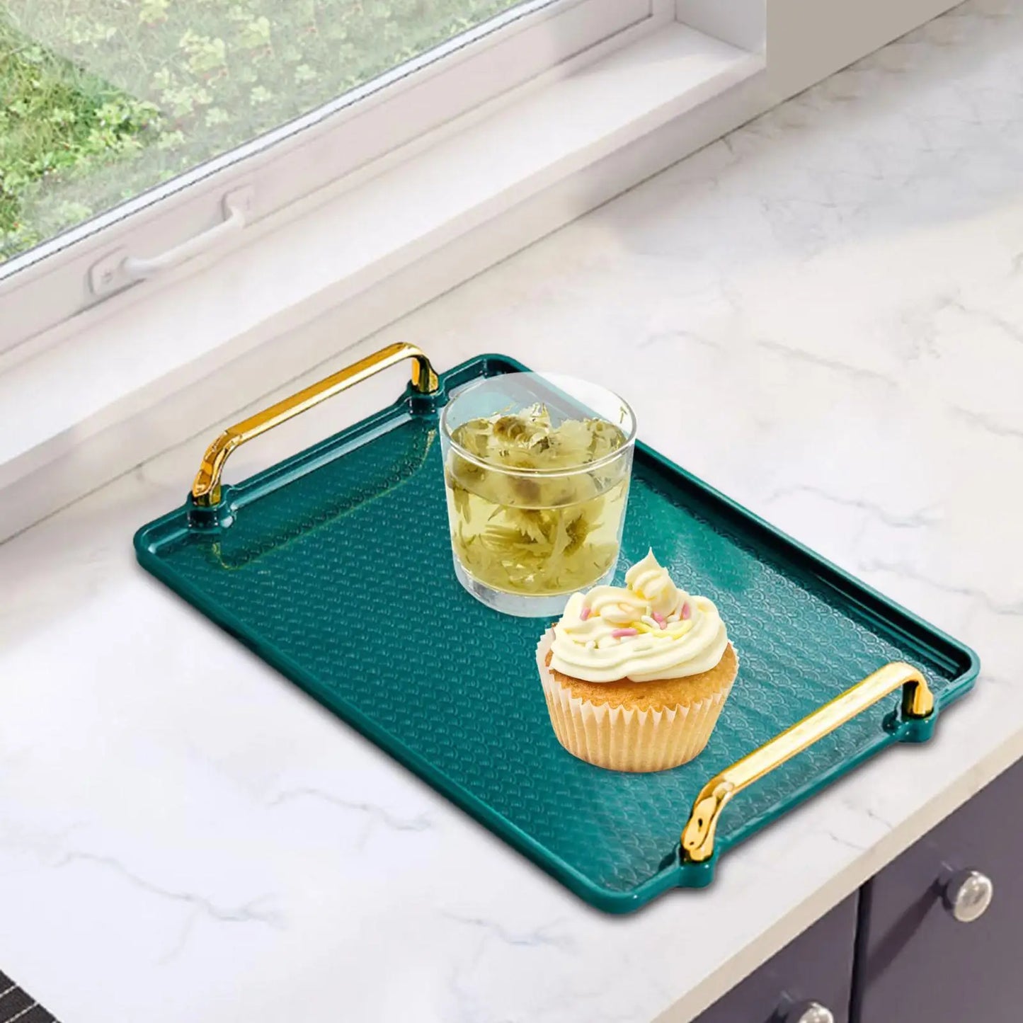 Serviertablett mit Griff - Vanity Tray Organizer für Party Bad Wohnzimmer