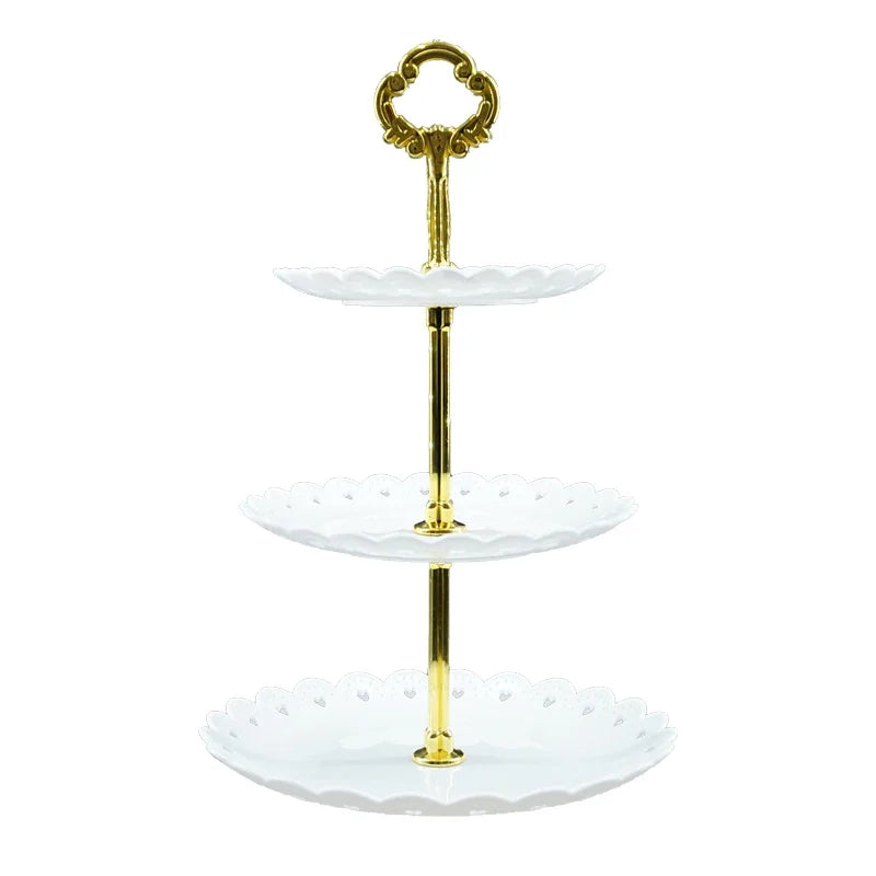 3-stöckige Kuchenetagere - Afternoon Tea Hochzeit Party Blütenform Obstschale