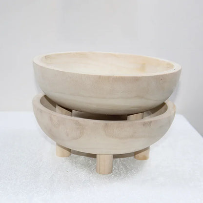 Paulownia Holzteller Wabi-Sabi - Dekorative Obstschale Massivholz