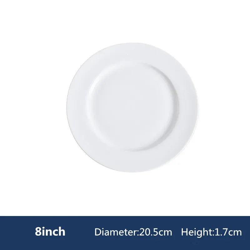 Weißer Porzellanteller Rund - Hotel Restaurant Dinner Dessert Teller
