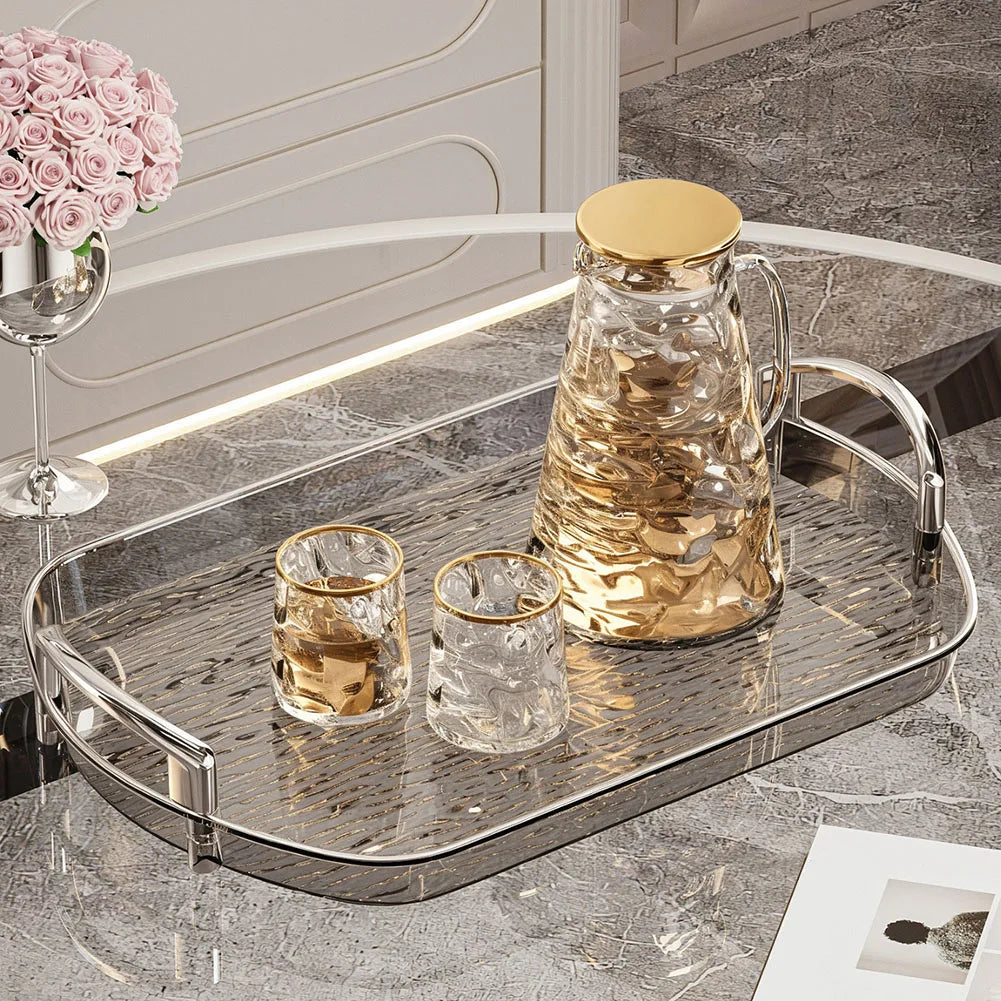 Transparentes Kunststoff Serviertablett mit Griffen - Vielseitig für Essen Tee