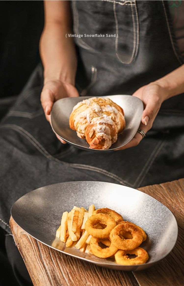 Edelstahl Teller 304 - Vintage Dessert Sushi Restaurant Dinner Geschirr