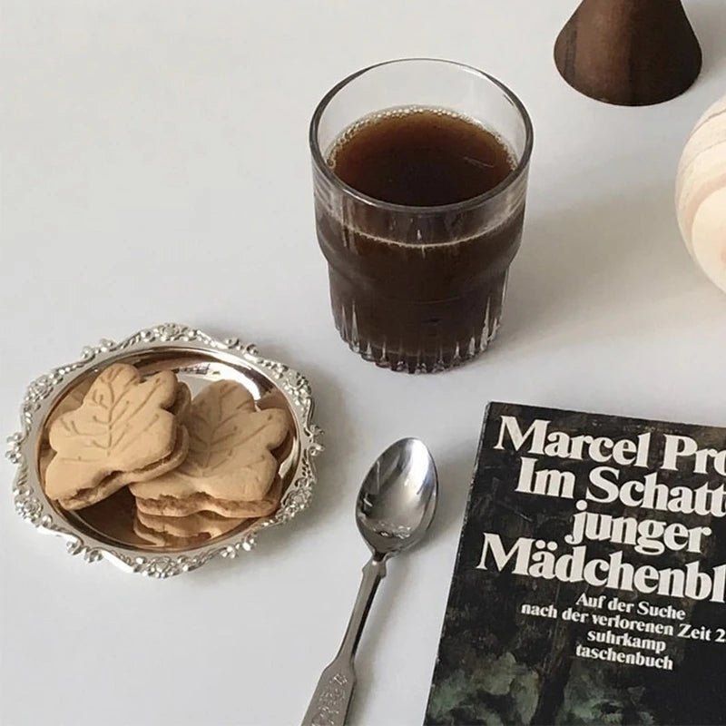 Rundes Metall Tablett - Obst Kuchen Dessert Schmuckschale Aufbewahrung