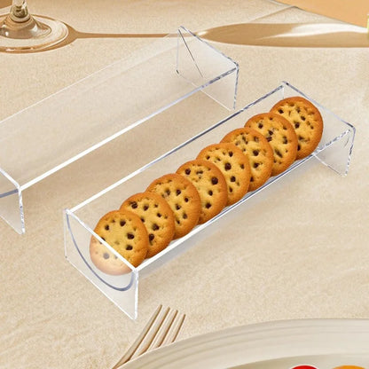 Acryl Serviertablett Rechteckig Transparent - Kuchenbox Tortenplatte mit Deckel