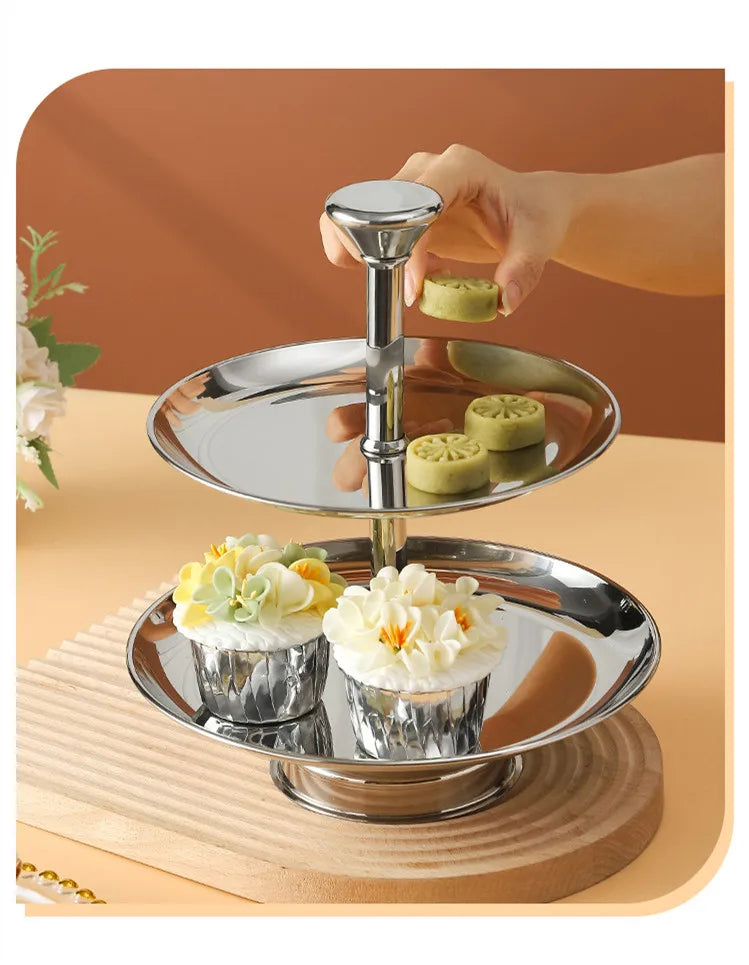 Edelstahl Etagere 3-stöckig Herzform - Afternoon Tea Dessert Kuchenständer