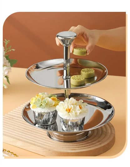 Edelstahl Etagere 3-stöckig Herzform - Afternoon Tea Dessert Kuchenständer