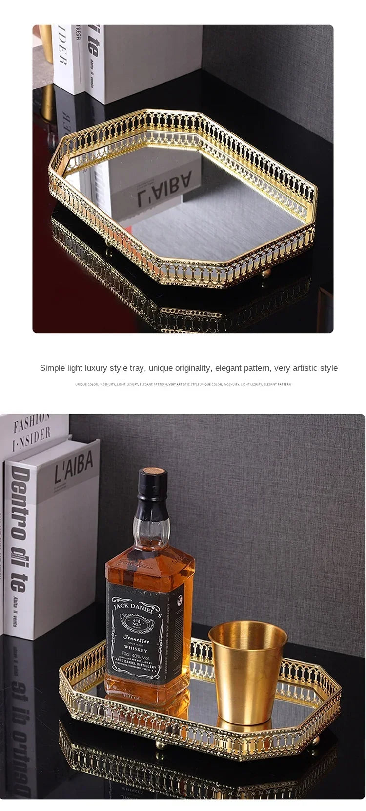 Luxus Spiegel Metall Tablett - Café Restaurant Aufbewahrung Dekoration