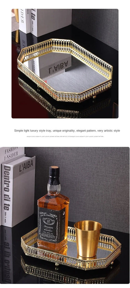 Luxus Spiegel Metall Tablett - Café Restaurant Aufbewahrung Dekoration