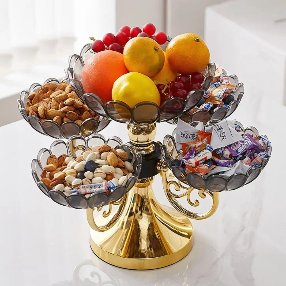 Drehbare Etagere 5-stöckig PET - Luxus Obstschale Snack Dessert Ständer