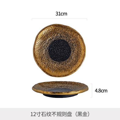 Gemusterter Keramikteller - Steak Pasta Sushi Teller Dessert Dim Sum Geschirr