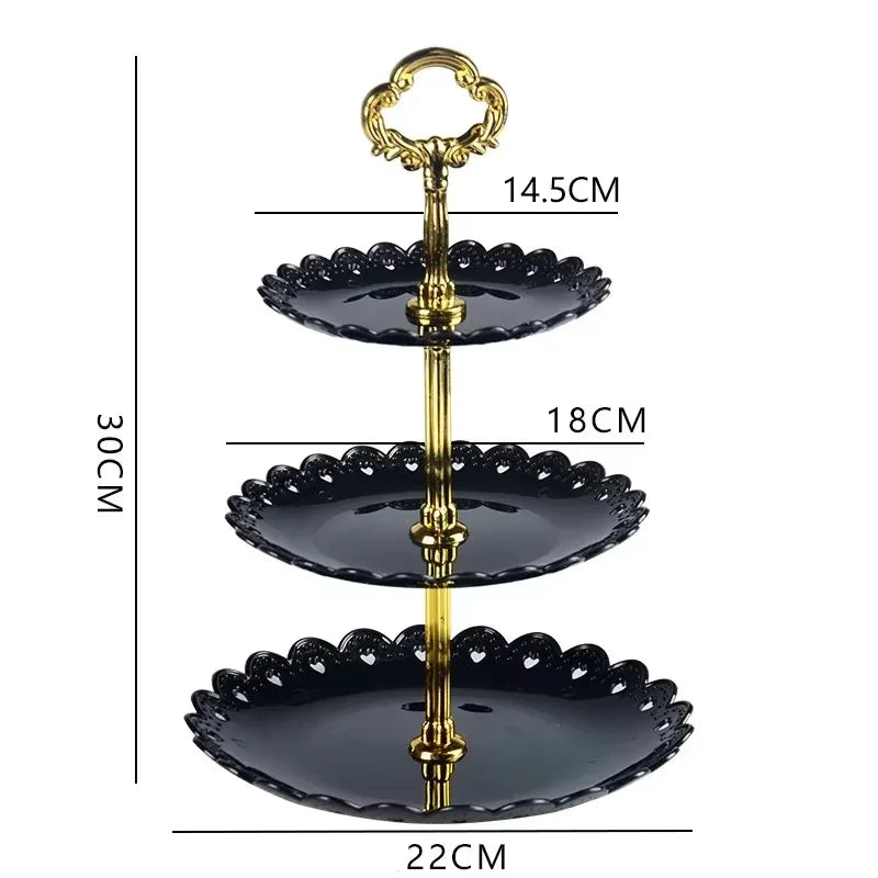 3-stöckige Kuchenetagere - Afternoon Tea Hochzeit Party Blütenform Obstschale