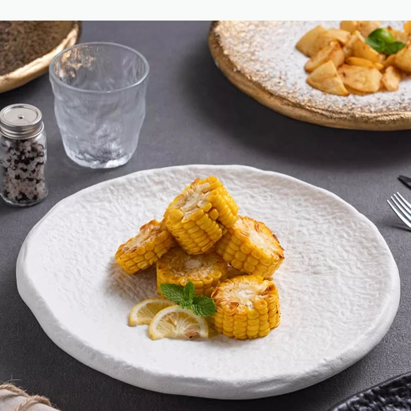 Gemusterter Keramikteller - Steak Pasta Sushi Teller Dessert Dim Sum Geschirr