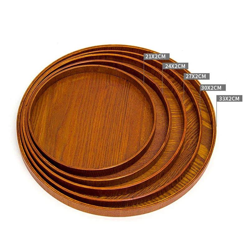 Japanisches Holztablett Rund - Teetablett Snack Dessert Obstschale